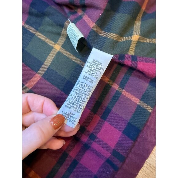 L.L. Bean Mens Burgundy Hunting Barn Coat Plaid Lining Button Front Corduroy Col - Picture 6 of 11